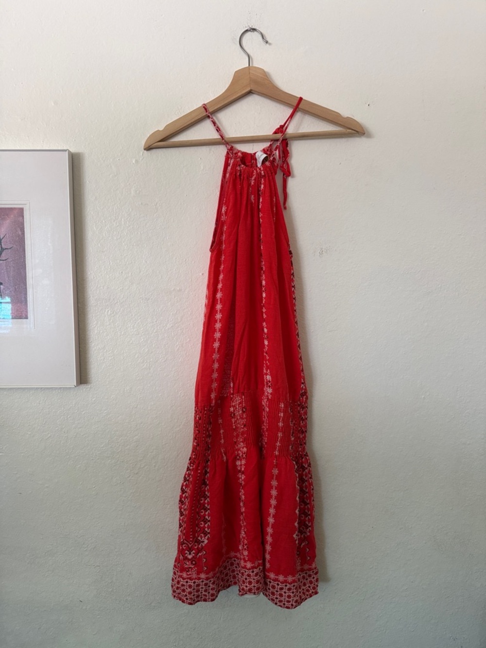 Braeve Red Patterned Tie-Shoulder Dress Sz S